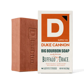 Duke Cannon three-pack displayed in bathroom showing gift-ready presentation