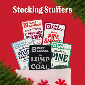 Duke Cannon three-pack stacked to show quantity and gift-ready presentation