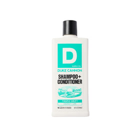 Duke Cannon front packaging showing coconut lime scent and size, simplifies grooming