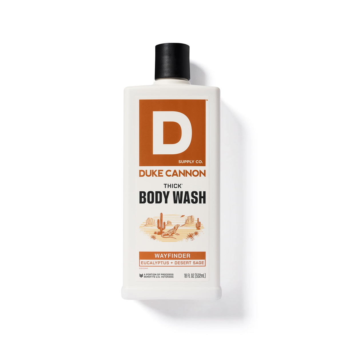 Duke Cannon bottle size comparison beside ruler for accurate scale