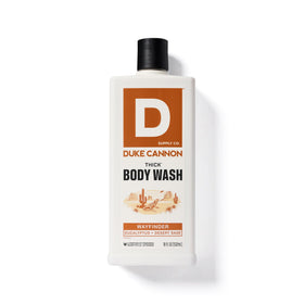 Duke Cannon bottle size comparison beside ruler for accurate scale