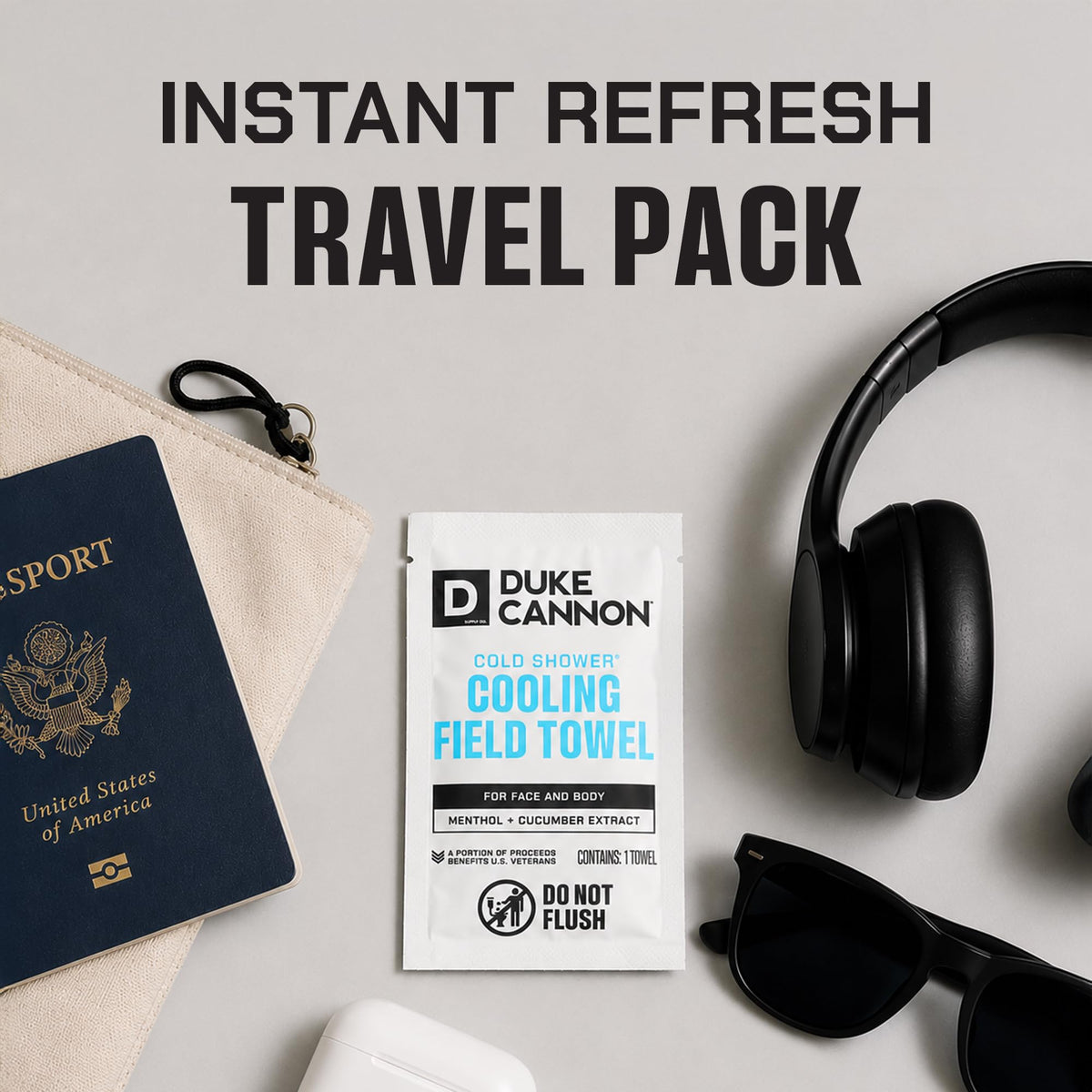 Duke Cannon wipes inside a gym bag illustrating convenience and freshening after exercise