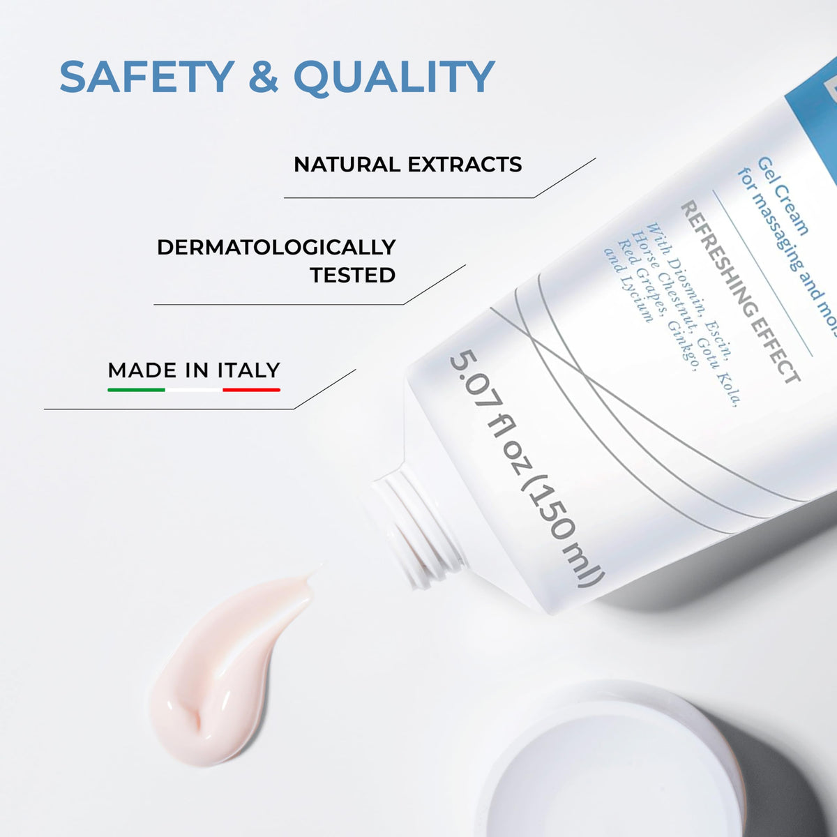 DULÀC ingredient label focusing on botanical extracts for refreshed feel