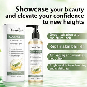 Applying Dulave Divinvera to neck to show smoothing and hydrating benefit