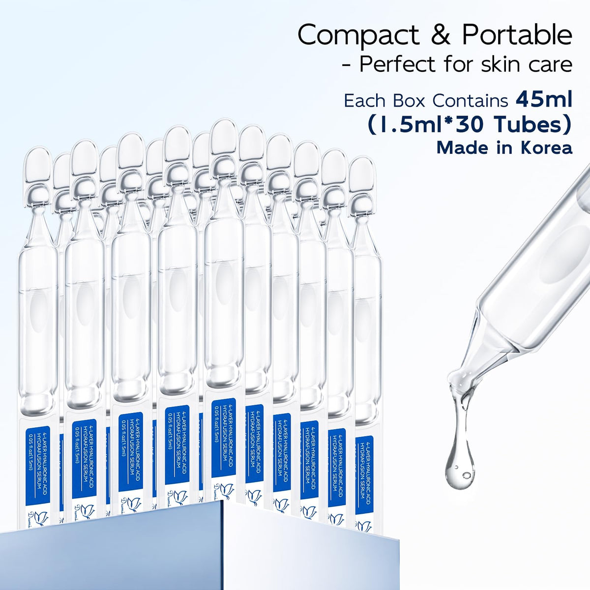 Dumie tube beside a coin for scale demonstrating compact travel size