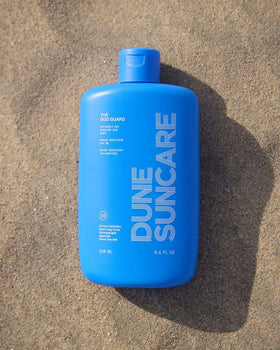 DUNE The Bod Guard pump close-up highlighting easy, mess-free dispensing