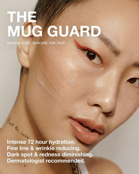 DUNE Mug Guard clear gel texture on a surface, non-greasy hydration