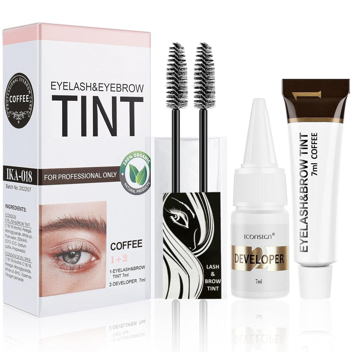 Duoffanny front packaging showing kit and Coffee/Dark Brown shade benefit