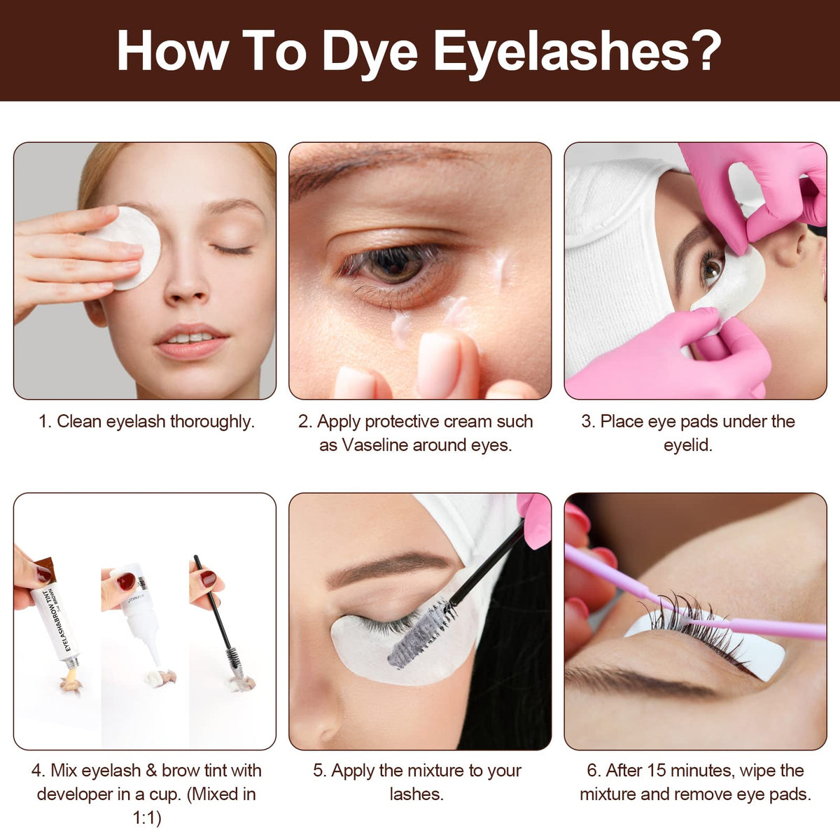 Duoffanny lashes being tinted in use showing darker definition benefit