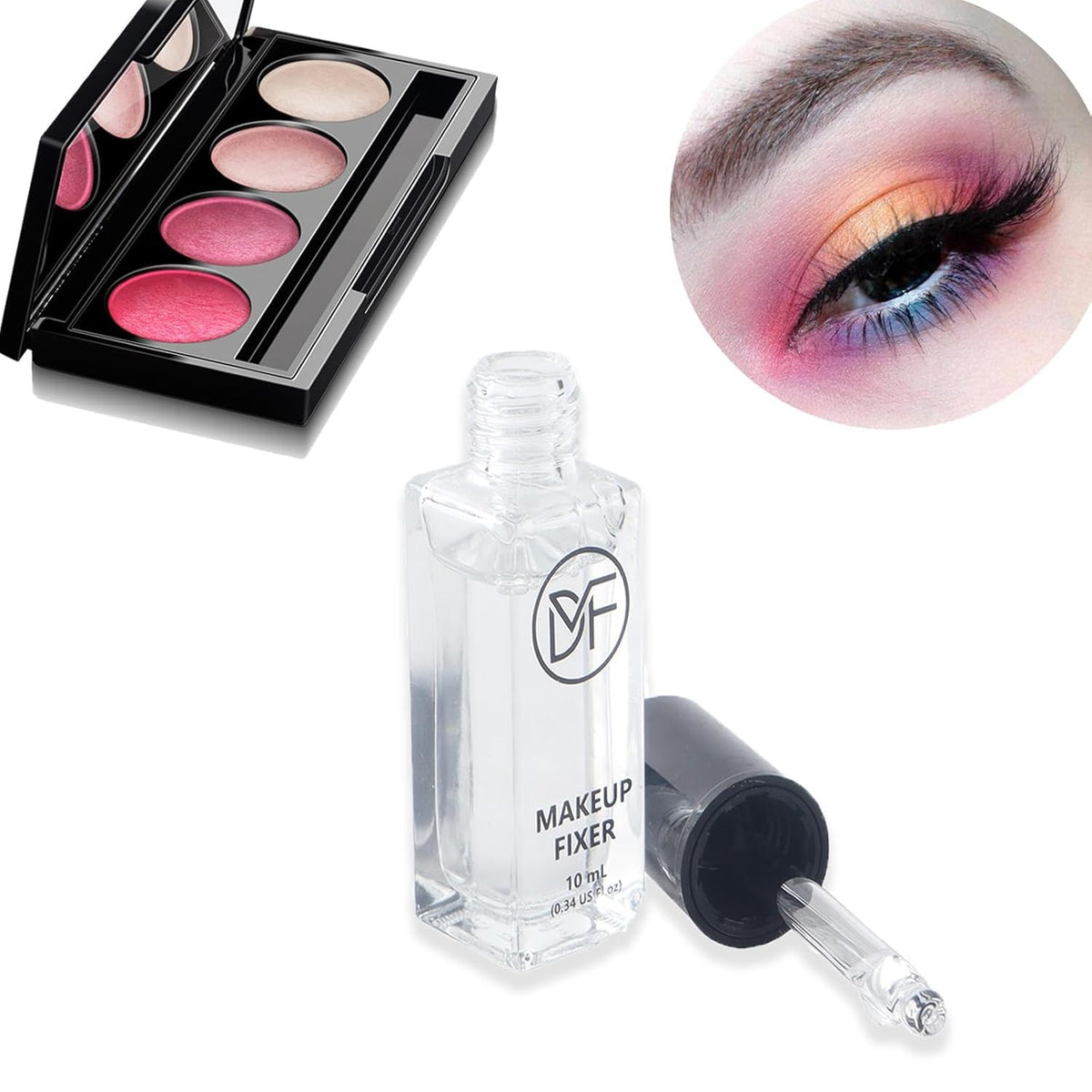 DuralineMakeupFixer next to a coin showing 10mL size and portability benefit
