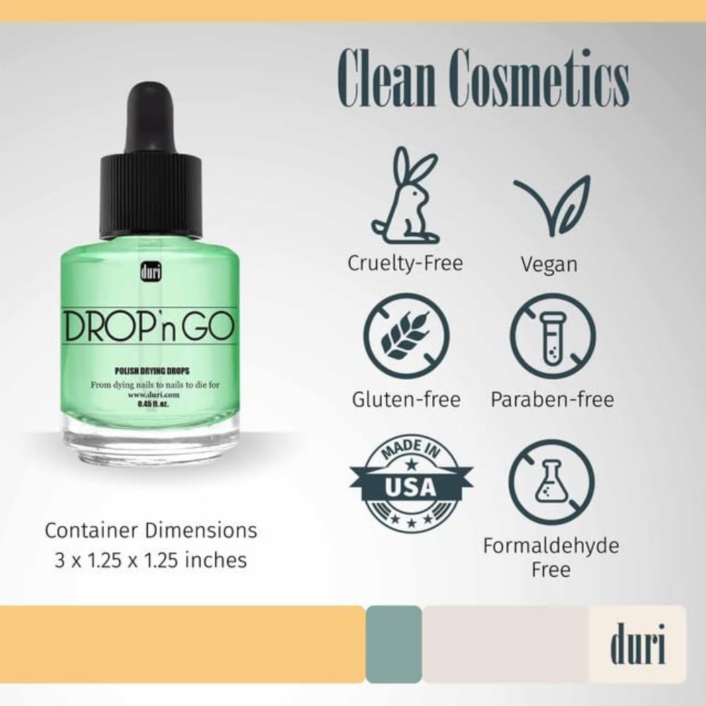 duri drops landing on polished nail preventing smudges benefit