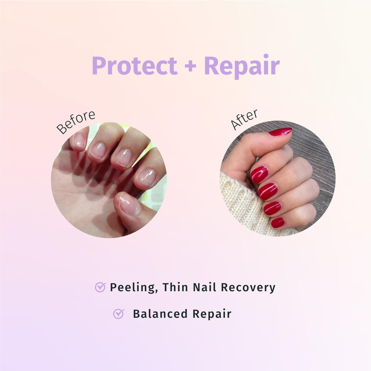 duri used as base and top coat illustrating extended manicure wear