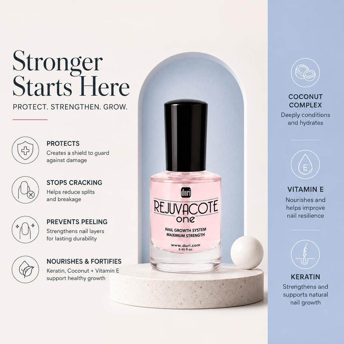 duri Rejuvacote 1 brush and bristles, precise application for even coverage