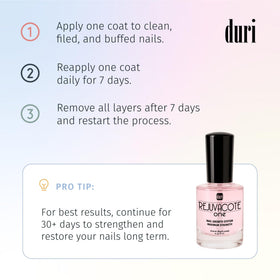 duri Rejuvacote 1 on bathroom counter near towel showing daily use routine