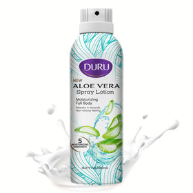 Duru bottle in tropical bathroom setting conveying fresh scented hydration