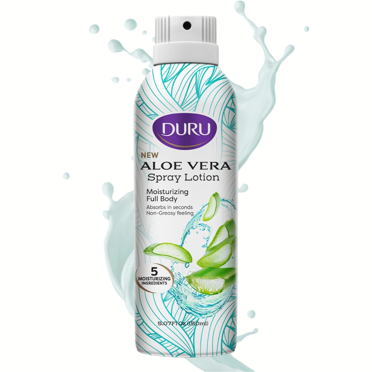 Duru bottle next to hand showing scale for travel-friendly portability