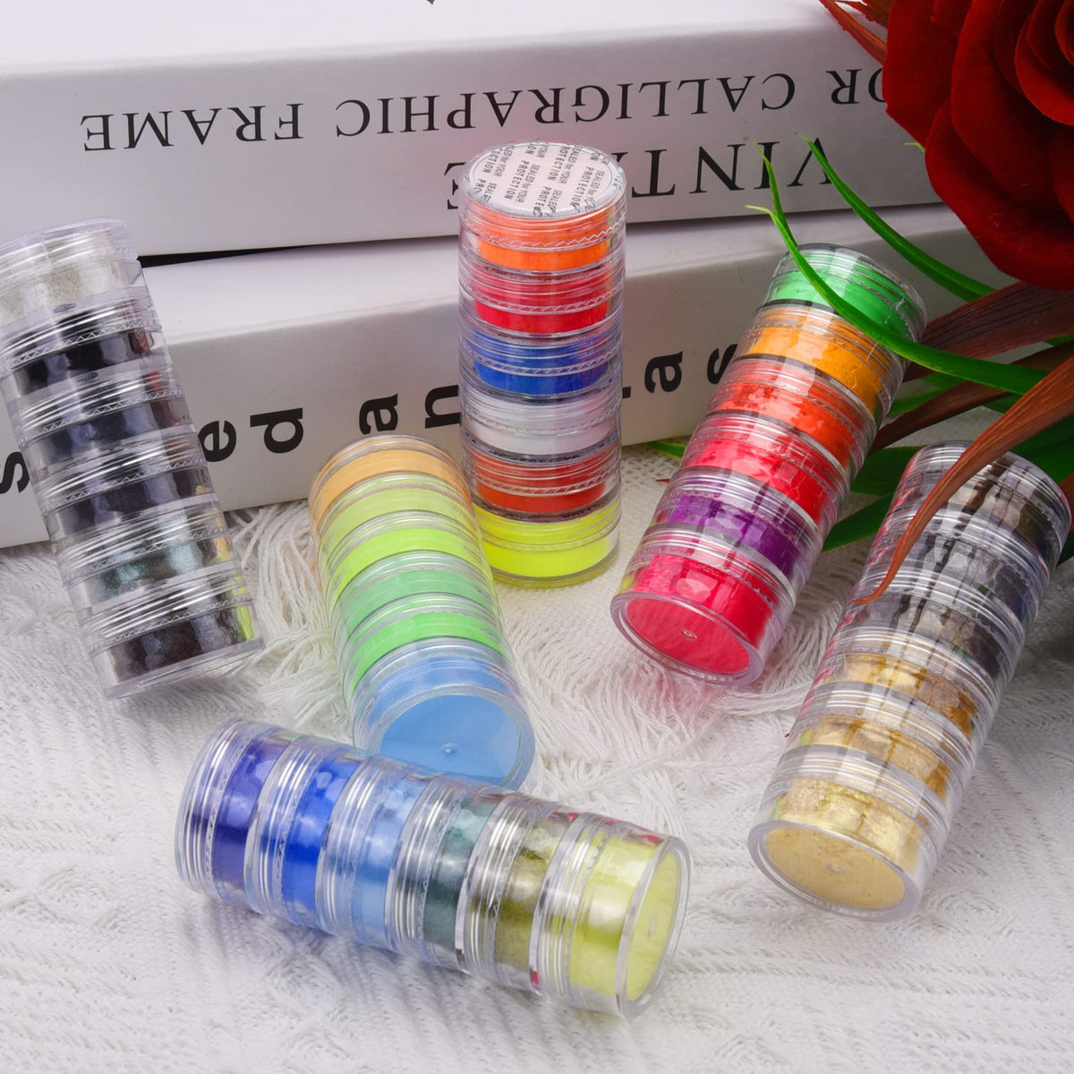 Duufin pigment applied on nails with high-gloss top coat for salon-quality reflective finish