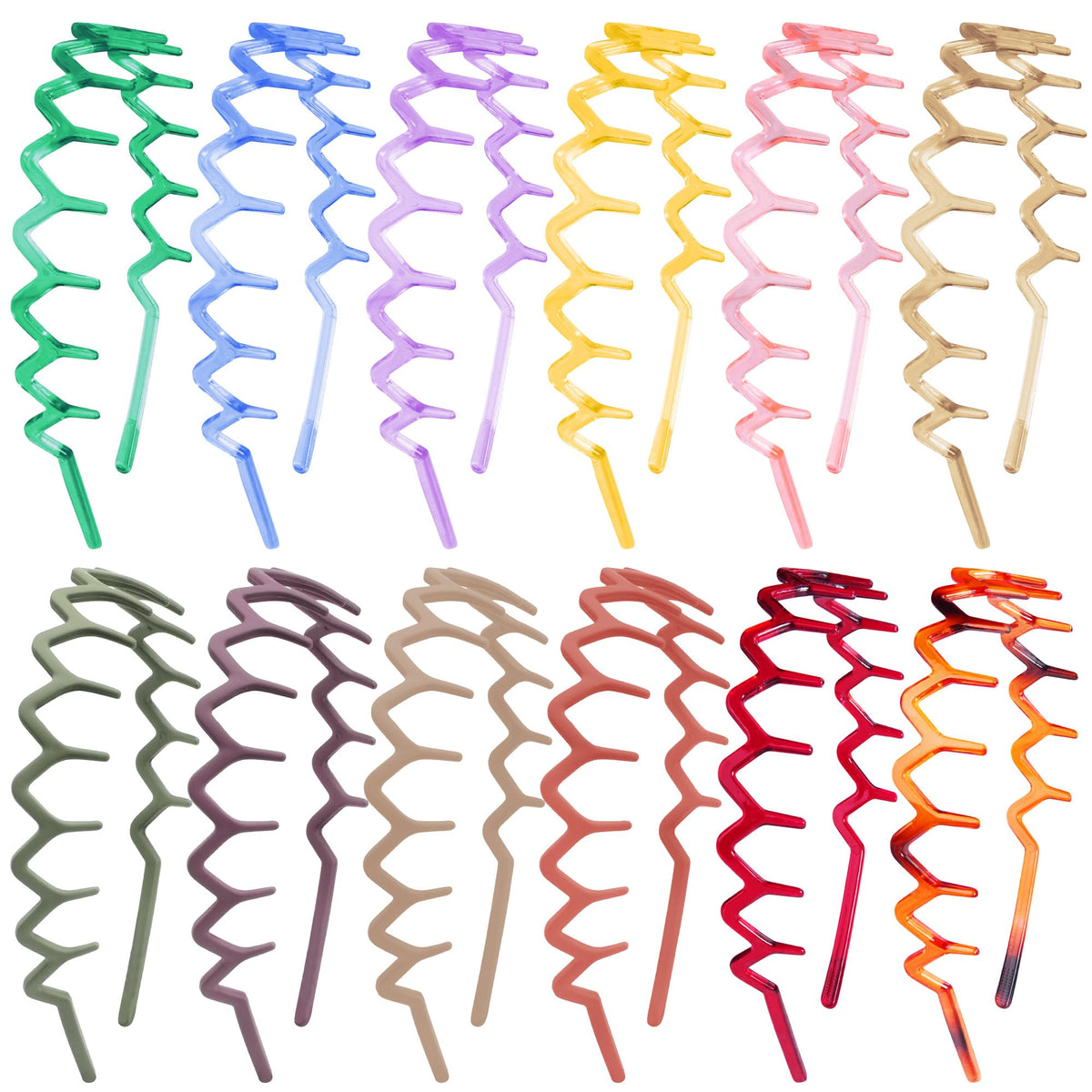Duufin front view showing 12 colorful headbands and easy outfit matching