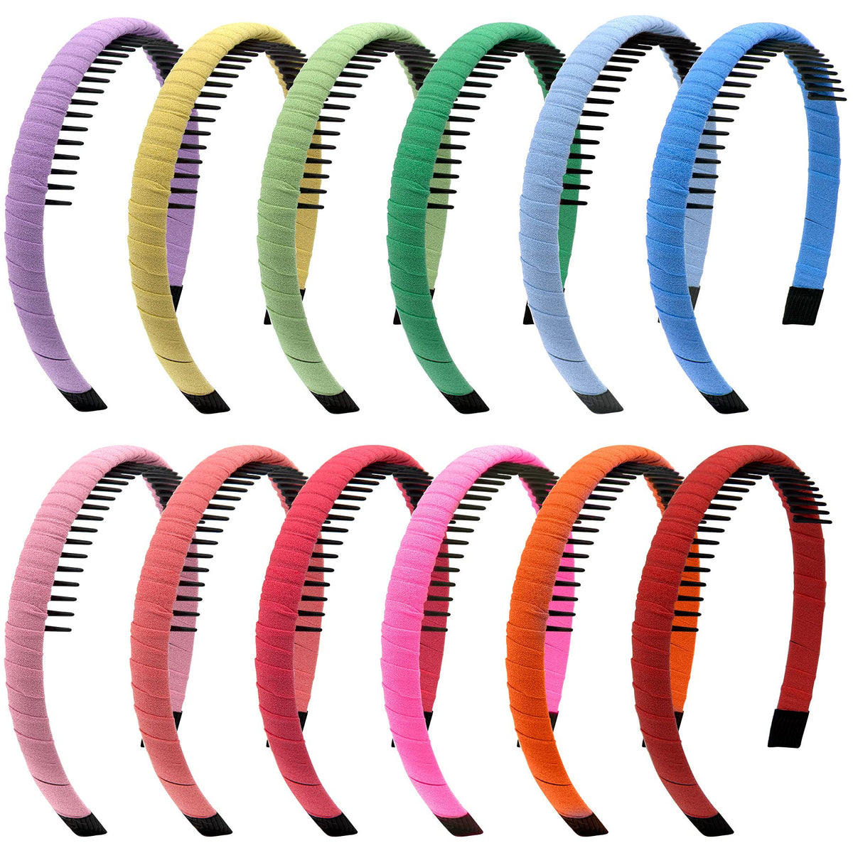 Duufin front view of 12-color headband set showing variety and value