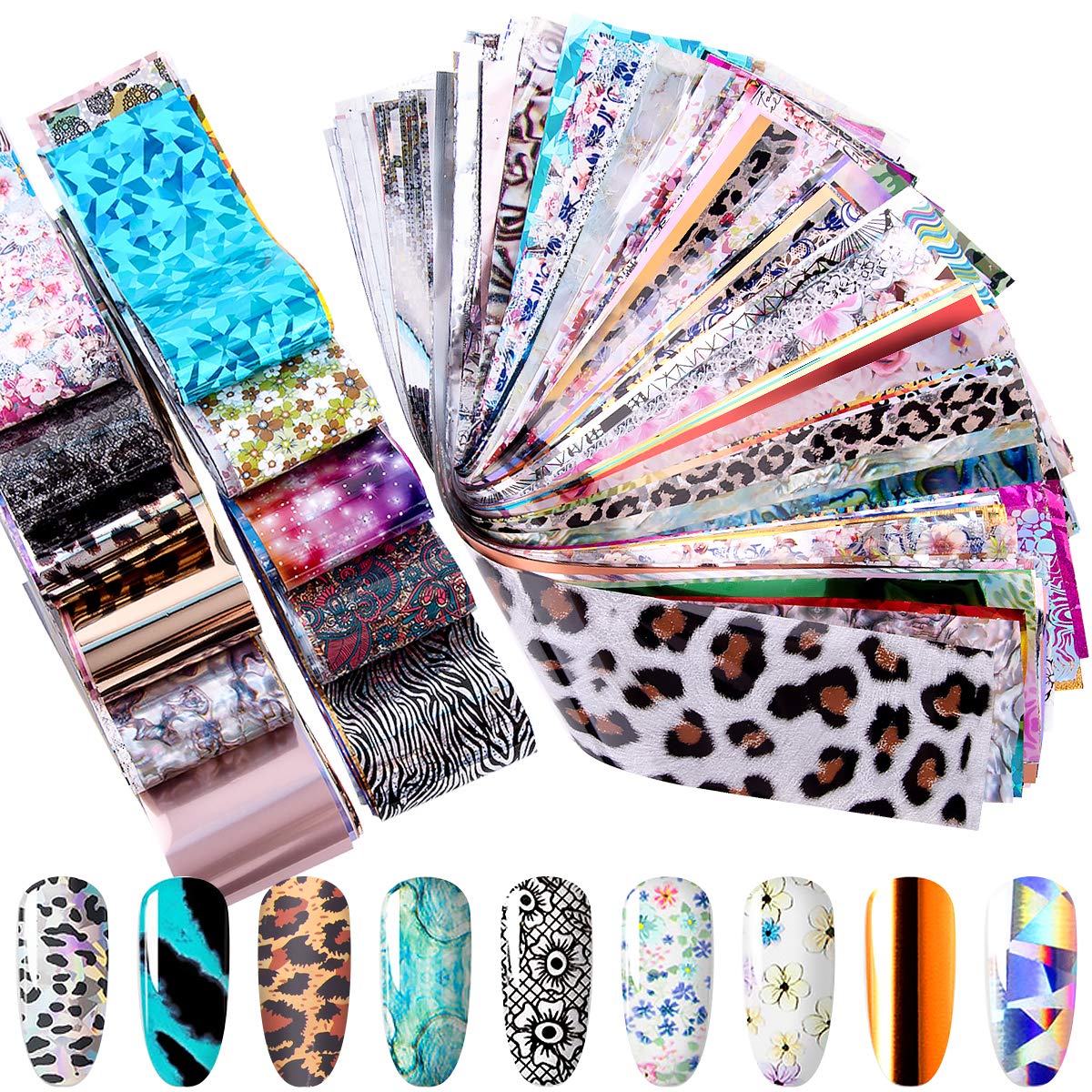 Duufin front packaging showing 300-sheet nail foil set and variety