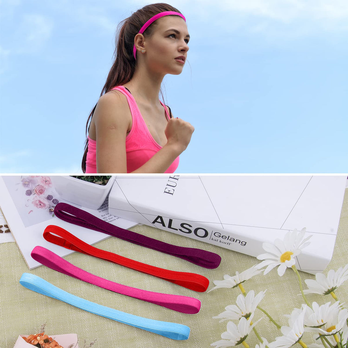 Duufin headband in use during yoga demonstrating sweat control