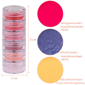 Duufin open tube close-up revealing assorted colorful powders for precise application