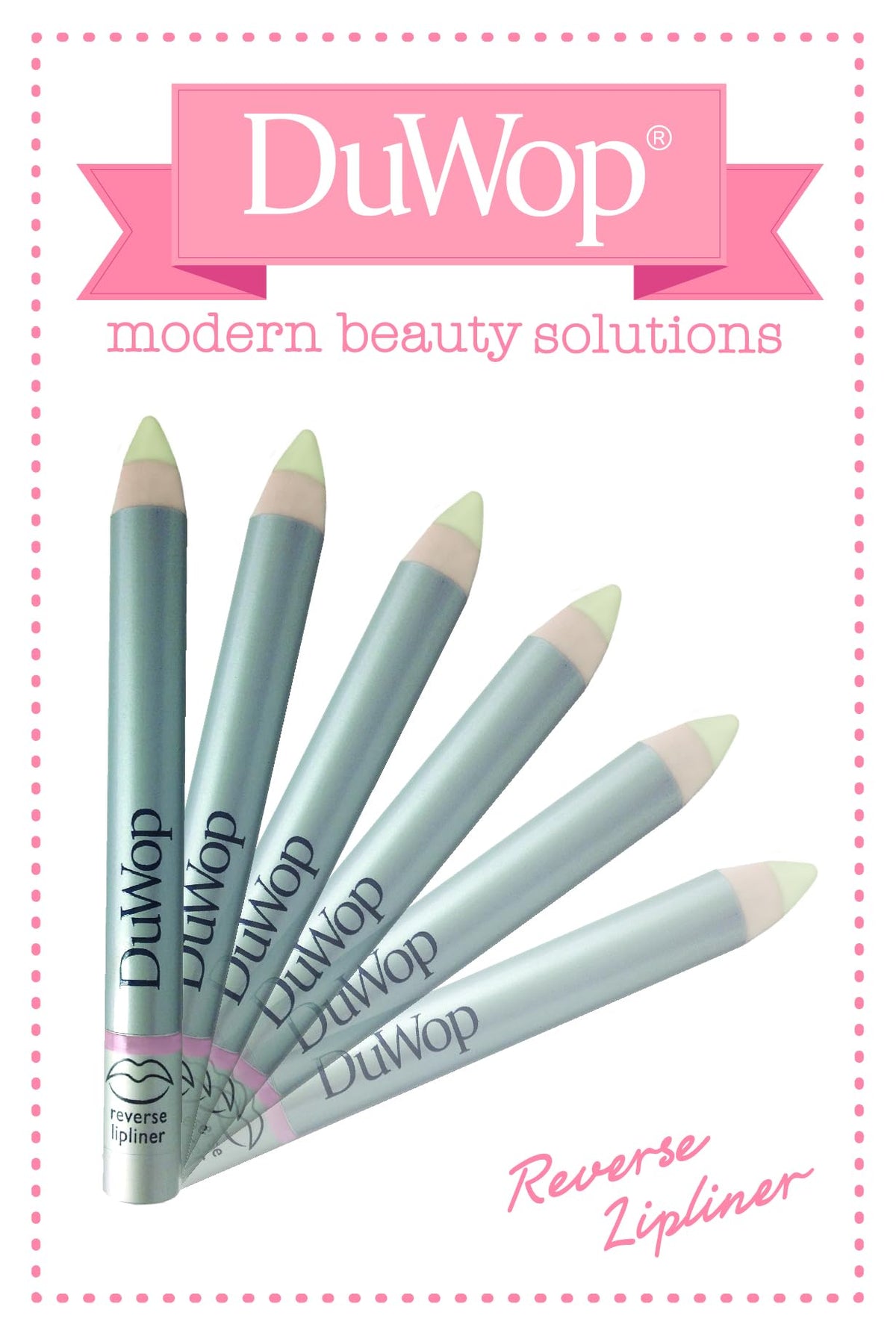 DuWop Reverse Lipliner size comparison next to standard pencil showing compact travel-friendly size