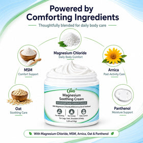 Close-up of DVO cream label highlighting magnesium, MSM and arnica benefits
