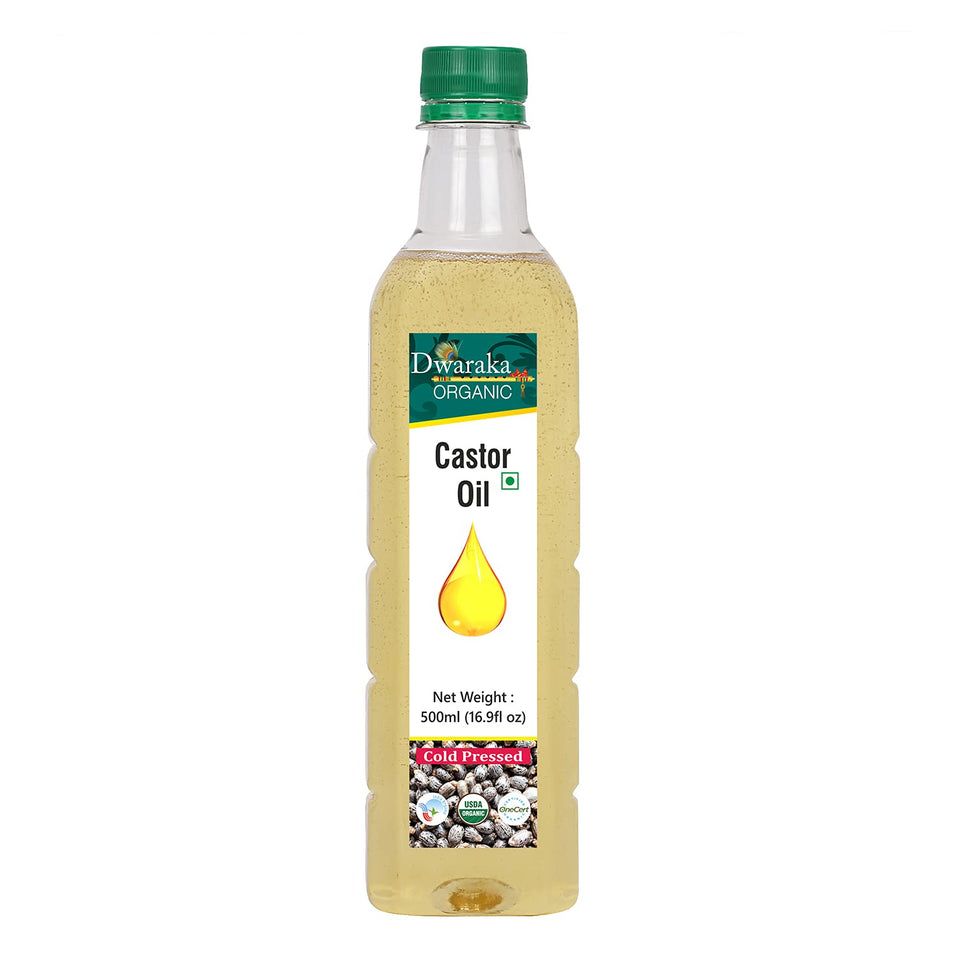 Dwaraka front bottle 500ml showing label and organic certification benefits