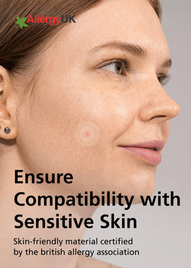 DWEasyDerm patch next to coin showing size and travel-friendly benefit