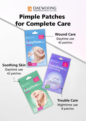 DWEasyDerm patches in travel pouch ready for on-the-go blemish care benefit