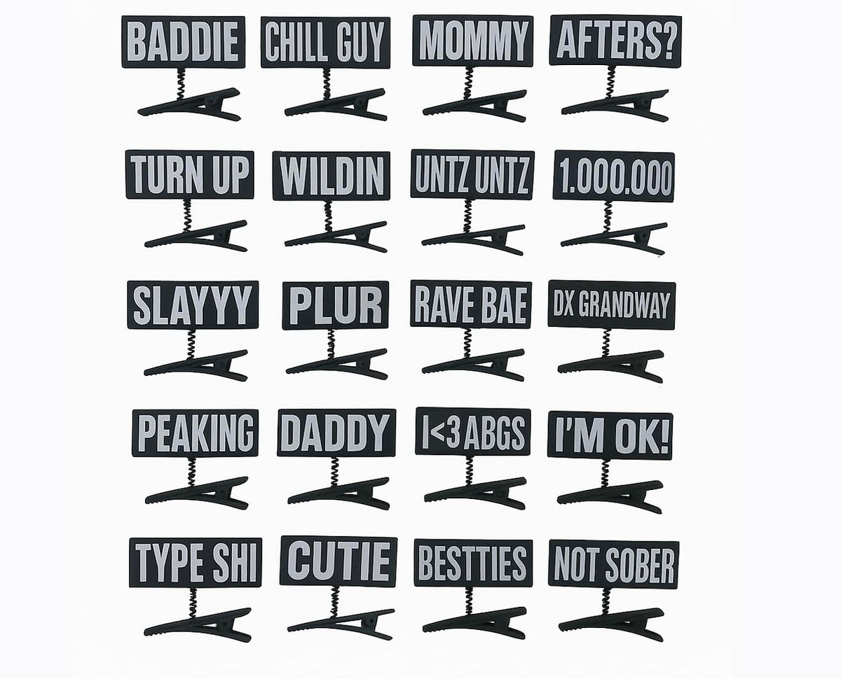 DX Grandway front pack of 50 word clips showing black and white designs and variety benefit