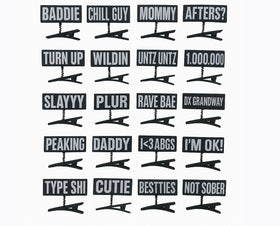 DX Grandway front pack of 50 word clips showing black and white designs and variety benefit