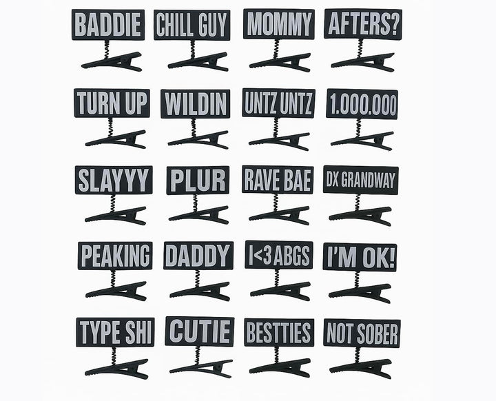 DX Grandway front pack of 50 word clips showing black and white designs and variety benefit