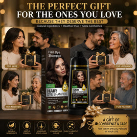 Dyelorapop lifestyle shot of woman styling hair showing natural-looking chestnut brown