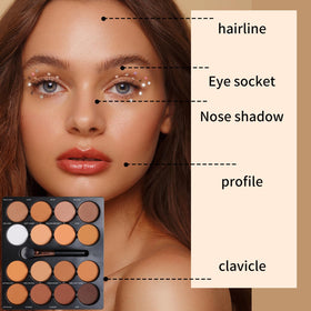 Dynaeuty brush applying powder to pan illustrating easy pickup and even application