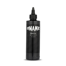 Dynamic Color BLKout front bottle showing deep black pigment and clear branding benefit