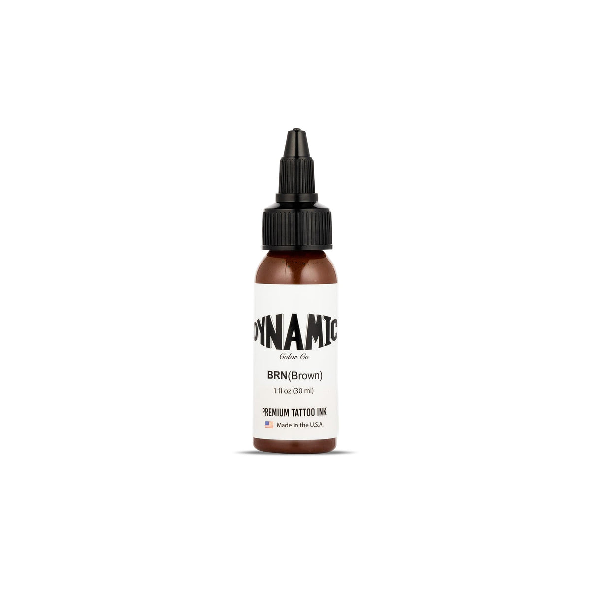 Dynamic Color brown bottle front view shows clear label and professional packaging benefit