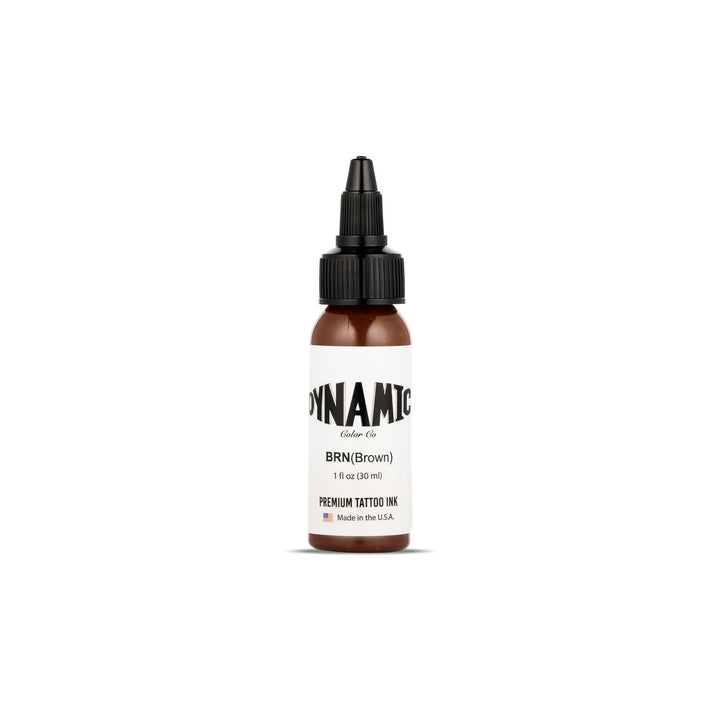 Dynamic Color brown bottle front view shows clear label and professional packaging benefit