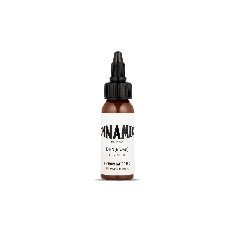 Dynamic Color brown bottle front view shows clear label and professional packaging benefit