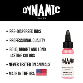 Dynamic Color bottle on a clean workstation with needles and gloves, promoting professional studio readiness
