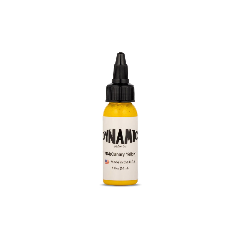 Dynamic Color Canary Yellow front bottle showing product and clear cap benefit