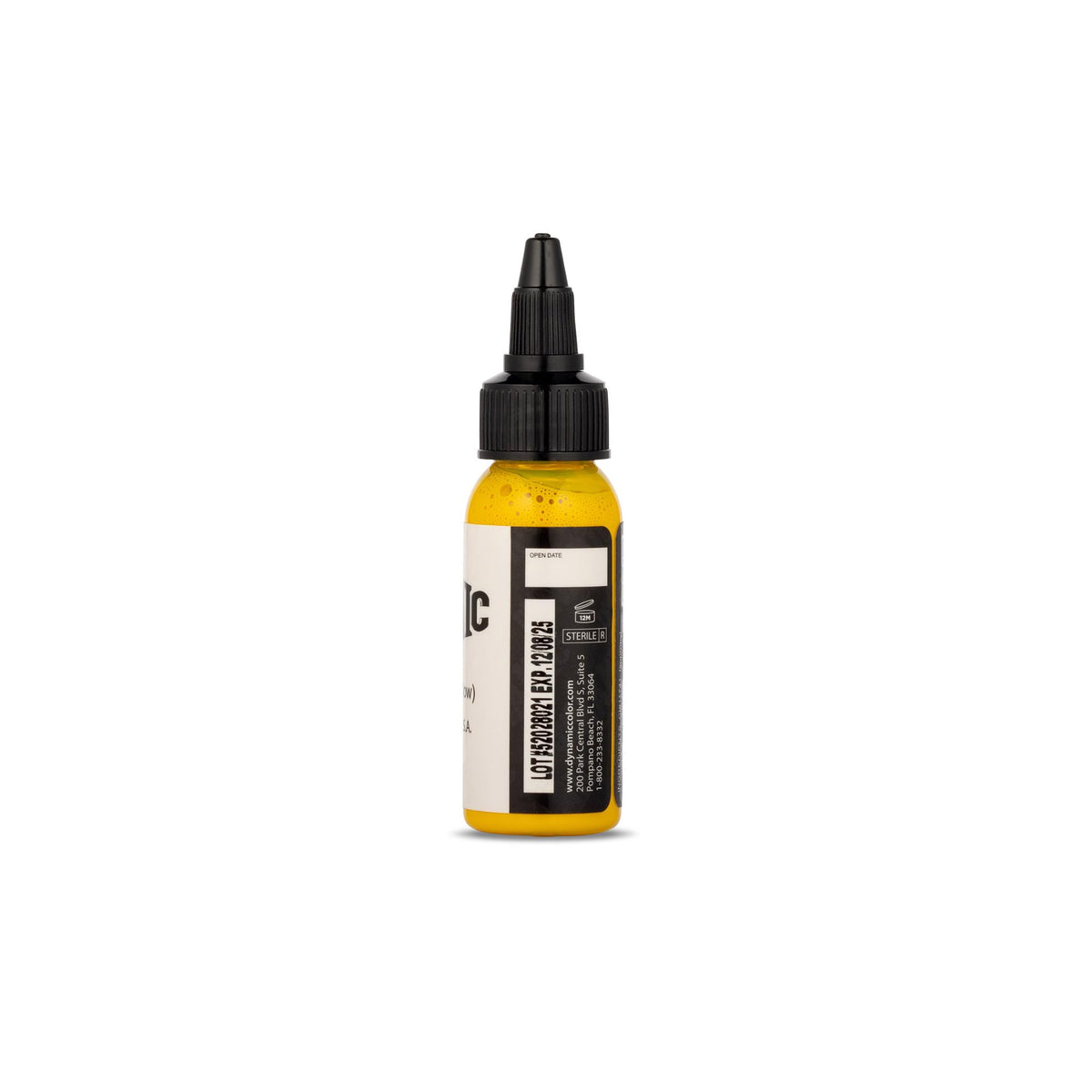 Dynamic Color Canary Yellow label close-up highlighting lot number and traceability