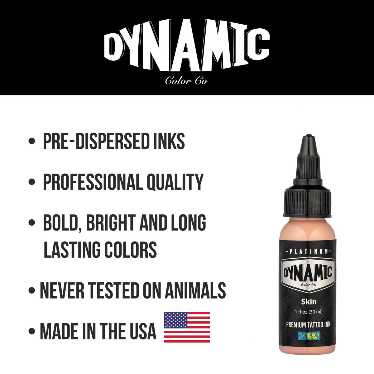 Dynamic Color Co 1 oz bottle next to ruler for scale showing compact professional size