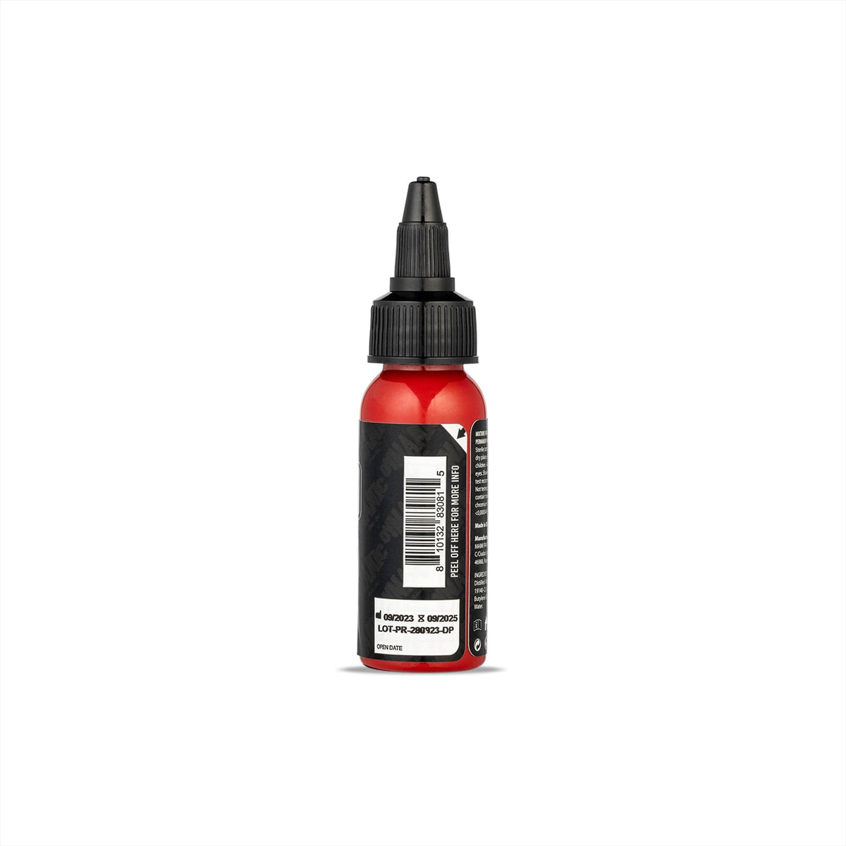Dynamic Color Co pure red close texture drop displaying pigment flow and smooth consistency