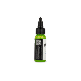 Dynamic Color Lime Green being loaded into a tattoo needle for controlled application