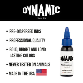 Dynamic Color 1 oz bottle next to common objects showing compact studio-ready size