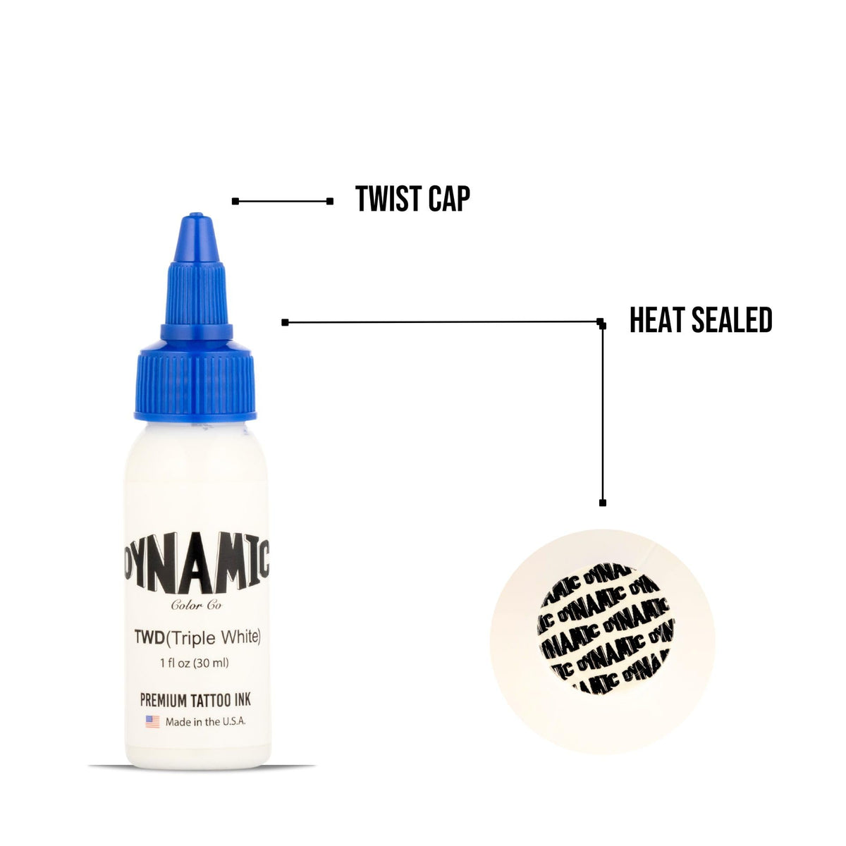 Dynamic Color bottle beside a ruler showing 1 oz scale for studio planning