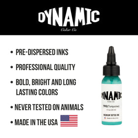 Dynamic Color Co 1 oz bottle beside ruler showing compact size for studio inventory