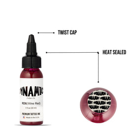Dynamic Color bottle beside tattoo needle for scale and professional readiness